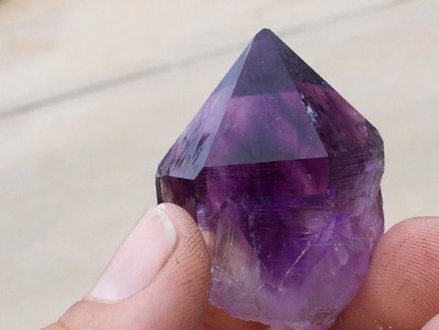 Amethyst crystal dug by Rodney Moore June 2004