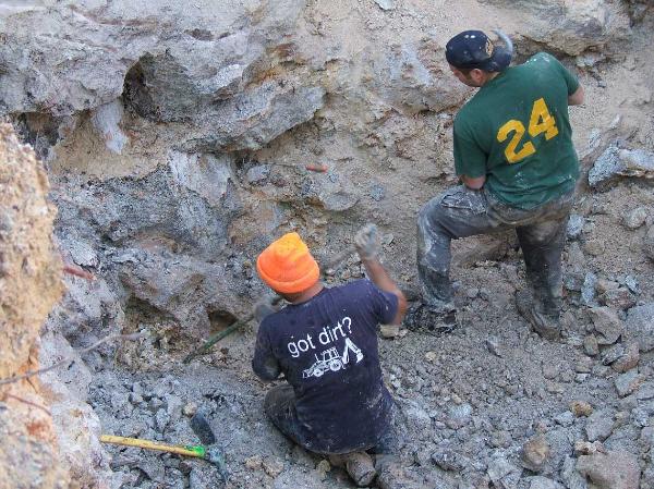 Rodney Moore digging amethyst crystals in Wilkes county Georgia